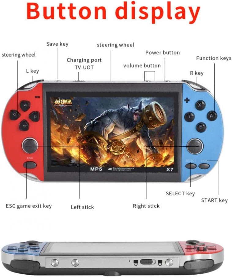 CBL SHOP 4.3" Retro Handheld Game Console Built-in Handheld Game Consoles, Rechargeable Battery, Portable Style X7 Plus Video Game Console with 900+ Portable Games