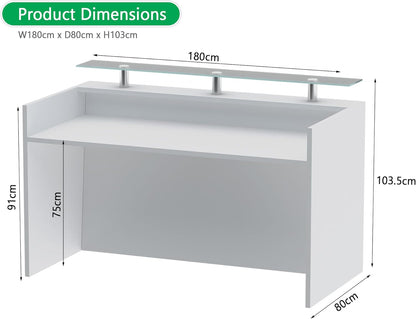 Mahmayi REC-2 Designer Reception Desk For Office Space, Front Office Desk (White-Coco Bolo)