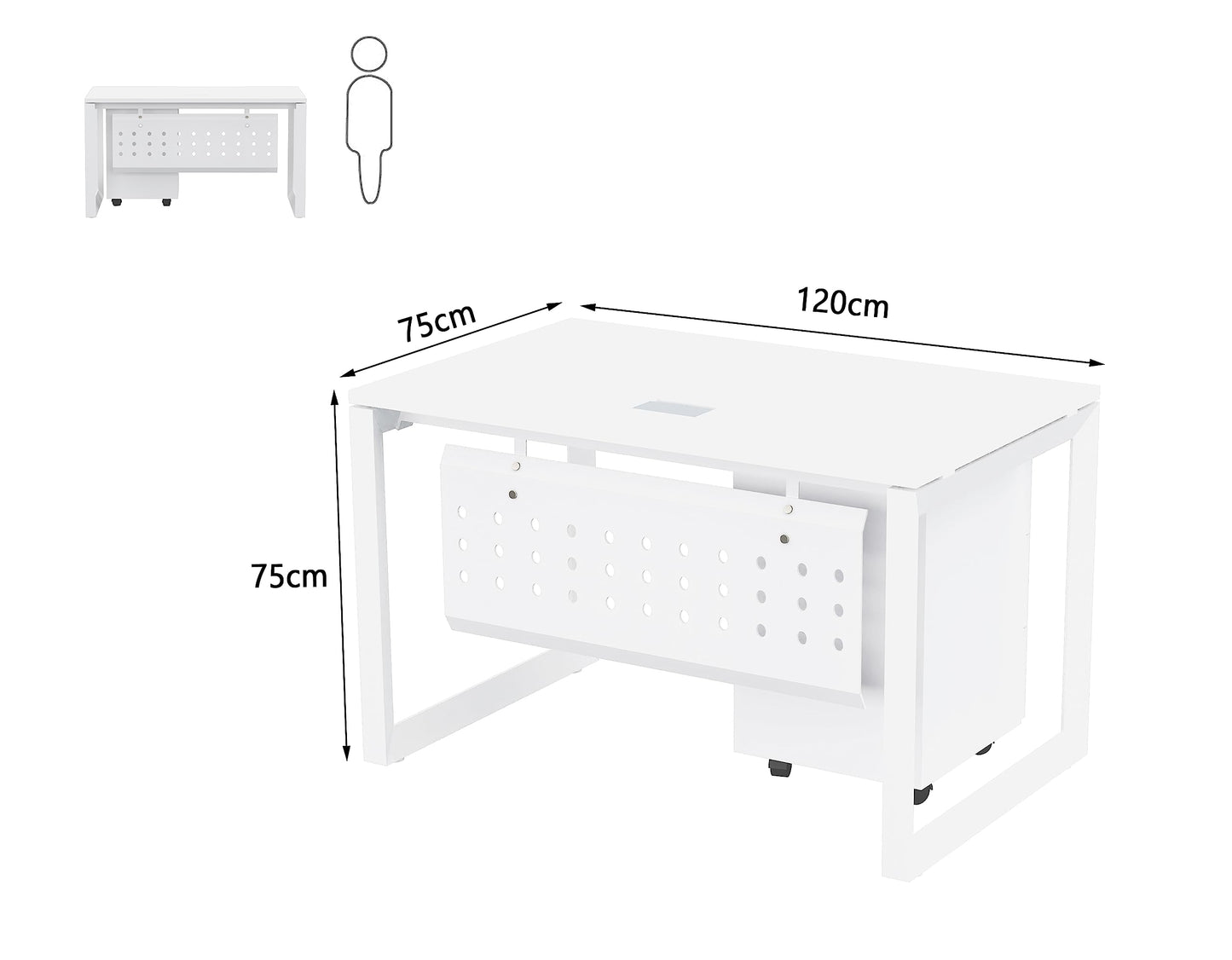 Mahmayi Vorm 136-18 White Modern Workstation Material-Melamine on MDF