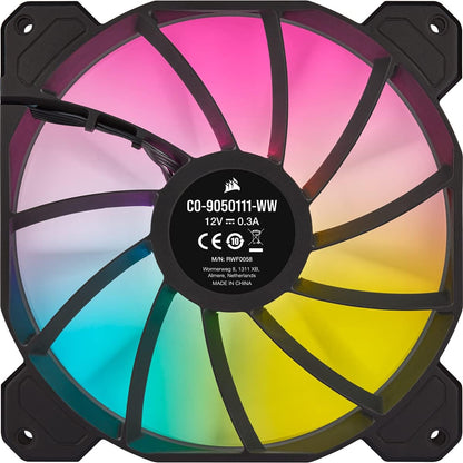 Corsair SP Series, SP120 RGB ELITE, 120mm RGB LED Fan with AirGuide, Single Pack, BLACK