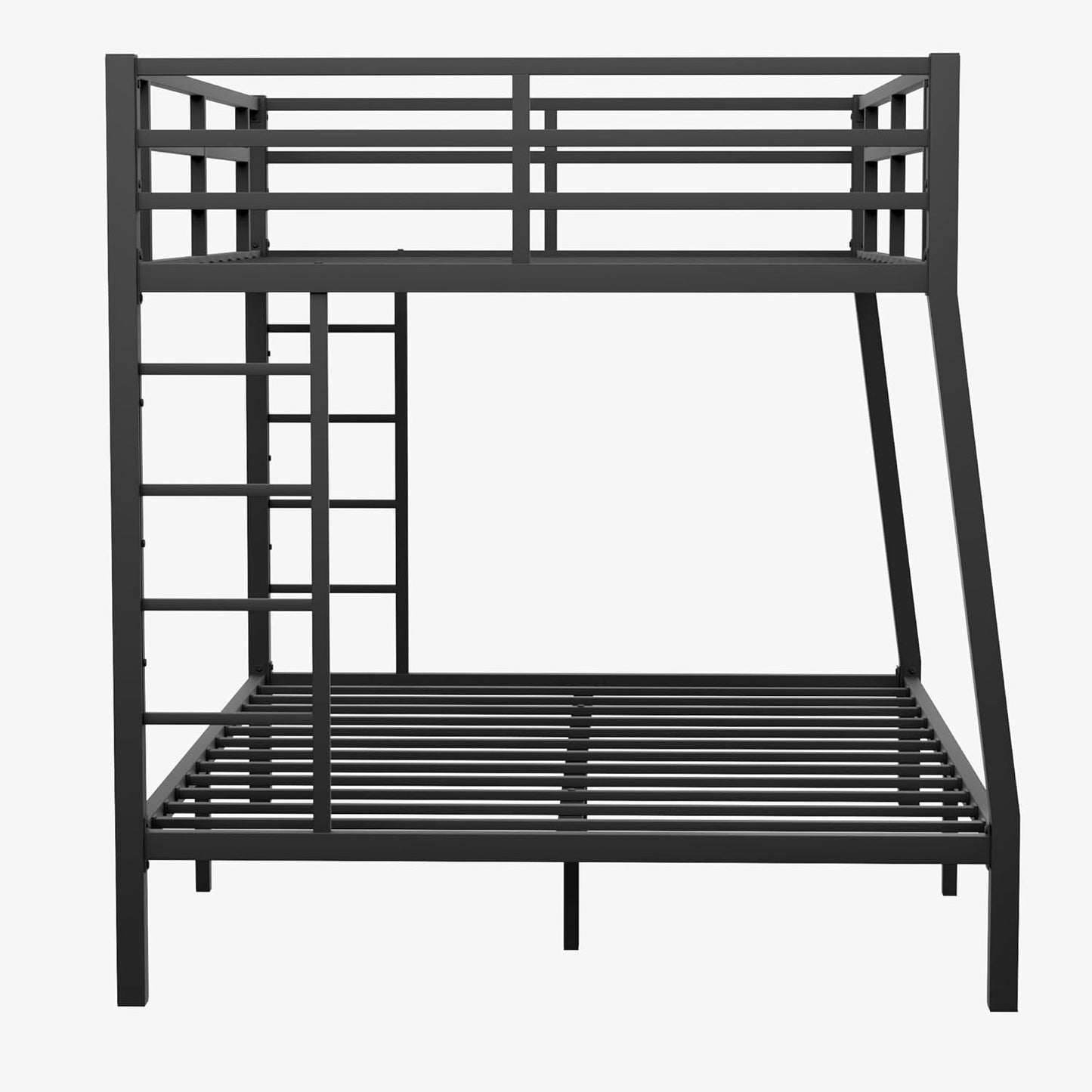 Full XL Over Queen Bunk Beds with 2 Build in Ladder and Full Length Guardrail, Heavy Duty Bunk Bed/Full XL Over Queen Bunk Bed for Adults, Teens, Kids, No Box Spring Needed(Black Full XL Over Queen)