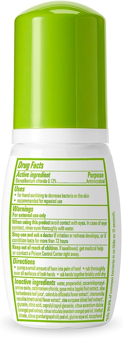 Babyganics Foaming Pump Hand Sanitizer, Alcohol Free, Travel Size, Mandarin, Kills 99.9% of Common Bacteria, Moisturizing, 1.69 Fl Oz (Pack of 6)