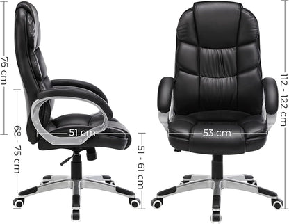 Songmics Office Chair Swivel Office Chair, Max. Load Capacity 150 Kg, Black Obg24B