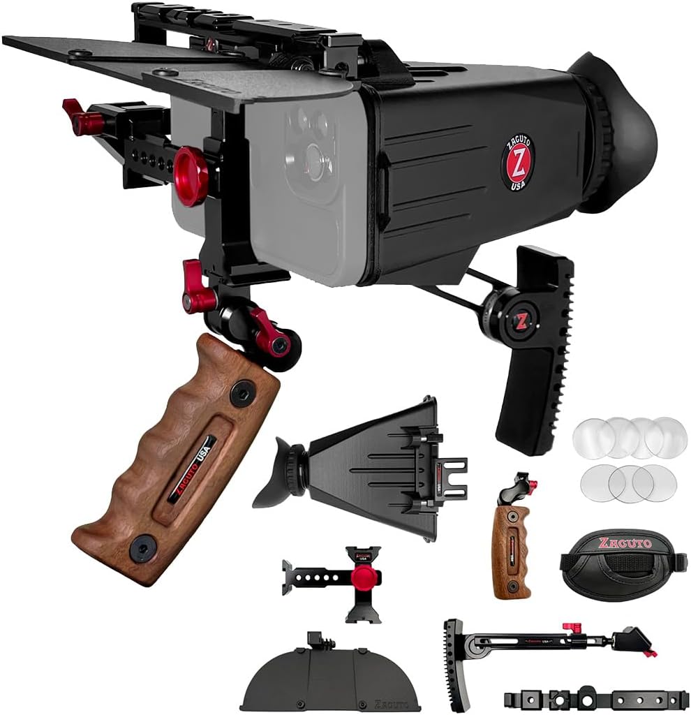 Zacuto Director’s Rig | Smartphone Video Rig with Smart Z Finder, Director’s Grip, Accessory Rail, Bridge, Diopters & Anti-Fog Shields | Filmmaking & Content Creator Accessories for Mobile Phones