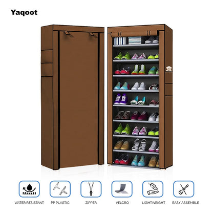 YAQOOT™ 10 Tiers Shoe Rack Storage Box for 27 Pairs, Foldable Shoe Rack, Foldable Shoes Organizer Cover, Shoe Cover Rack, Portable Shoe Storage Cabinet 158cm X 60cm X 30cm