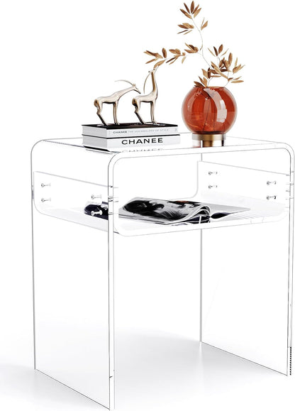 solaround Acrylic Side Table, Nightstand U-Shaped Bedside Table for Bedroom Living Room, 30 * 40 * 50cm, Clear