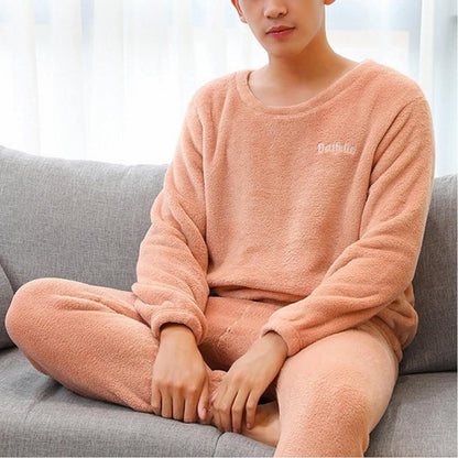 Sleepwear Pajamas For Men'S Winter Pajamas Couples Flannel Fleece Pijama Sleeping Suit Thickened Plush Warm Home Clothes