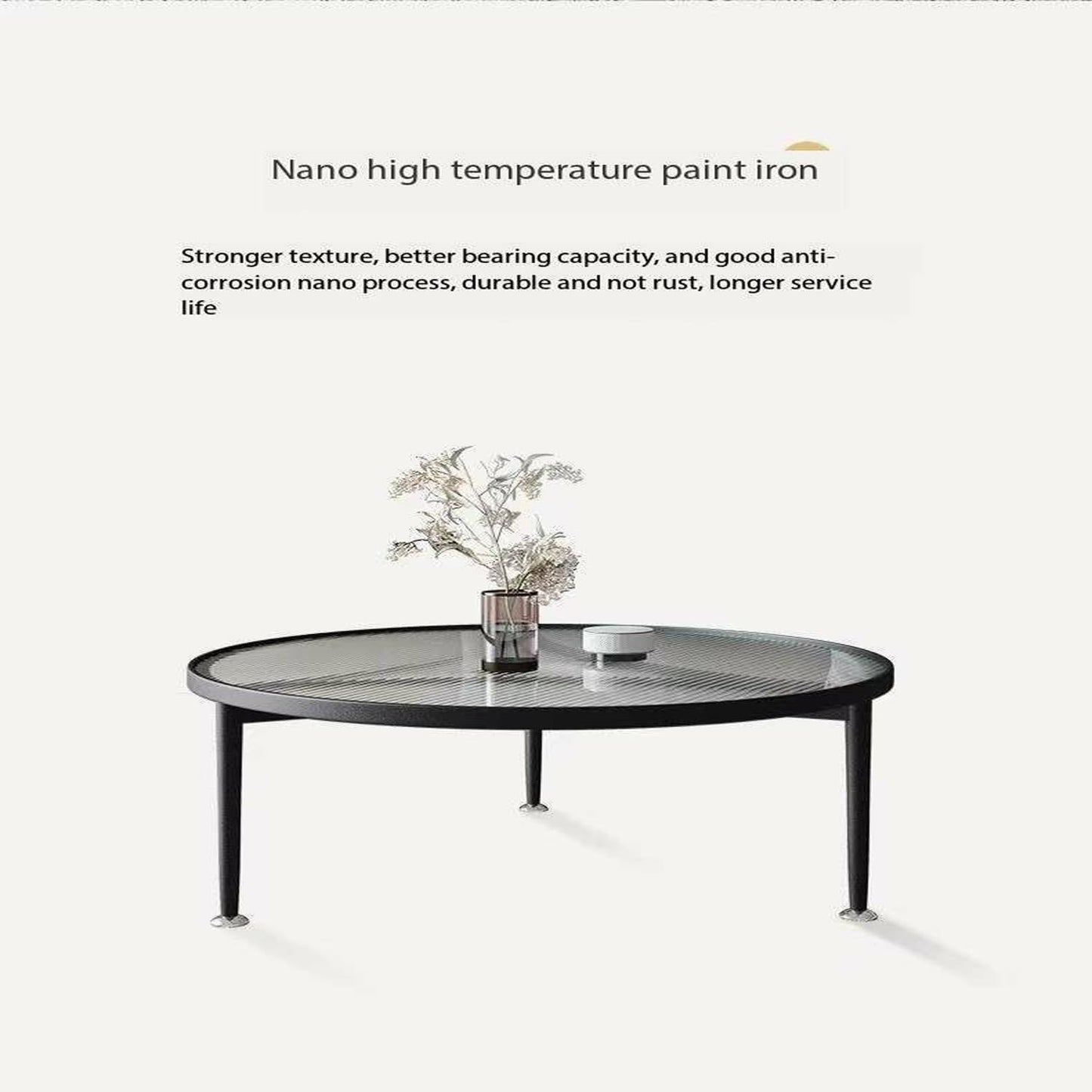 Kutis Luxury Lightweight Creative Round Tempered Glass Coffee Table Small Apartment Living Room Coffee Table Modern Matelle Minimalist Small Size Modern Tea Table 70 x 45 cm.