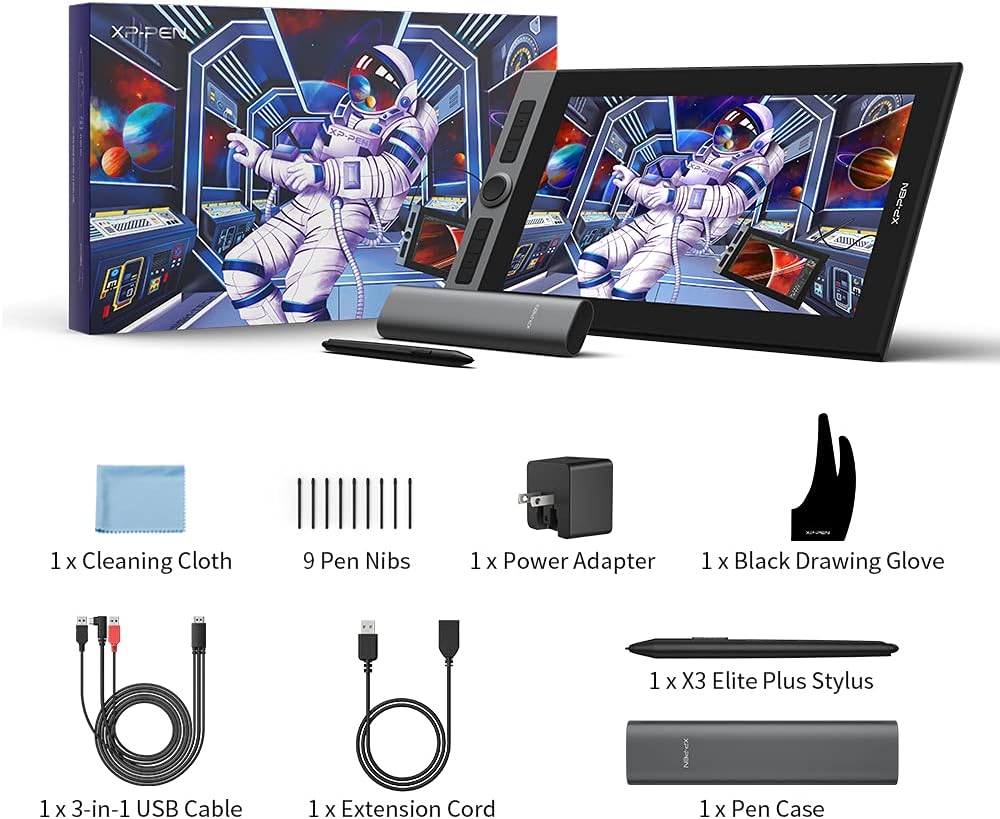 XP PEN Artist Pro 16 Graphic Tablet Monitor with X3 Smart Chip Pen Tablet Drawing Monitor 15.4 inch 133% s RGB for Windwos mac