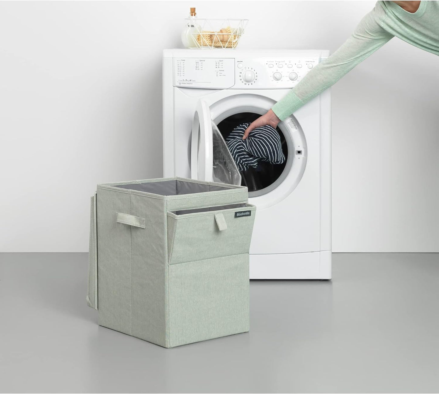 Brabantia - Stackable Laundry Box - Space Efficient Sorting - Compact Storage - Sturdy Grips - Laundry Basket - Rectangular - Bathroom - Pepper Black - 35L