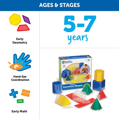 Learning Resources Folding Geometric Shapes - 16 Pieces, Ages 7+ Geometry Accessories, Teacher Aids, Math Helper, Teacher Supplies, Math Games for Kids,Back to School Supplies