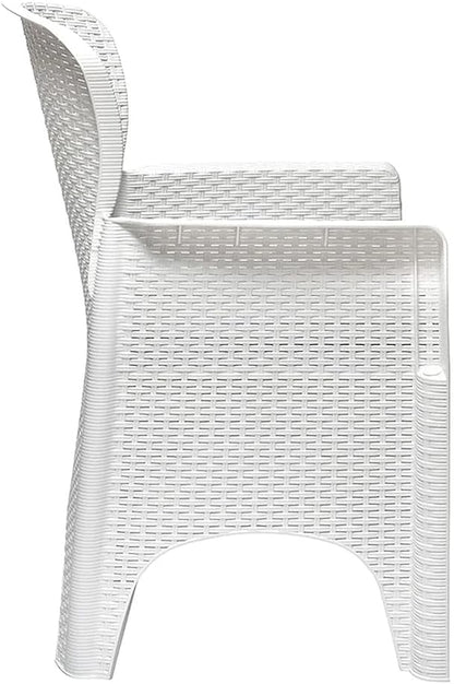 Nilkamal Breeze Plastic Patio Seating Set (1 Table+2 Chair) Outdoor Lawn Yard Terrace Balcony Seating WHITE