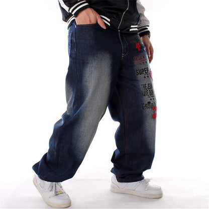 LUOBANIU Men's Vintage Hip Hop Style Baggy Jeans Denim Loose Fit Dance Skateboard Pants