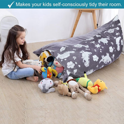 Bchway Stuffed Animal Storage Bean Bag Chair | 53" Extra Large Beanbag Cover for Kids and Adults, Plush Toys Holder and Organizer for Boys and Girls | Premium Velvet - Soft & Comfortabl (Stars Style)