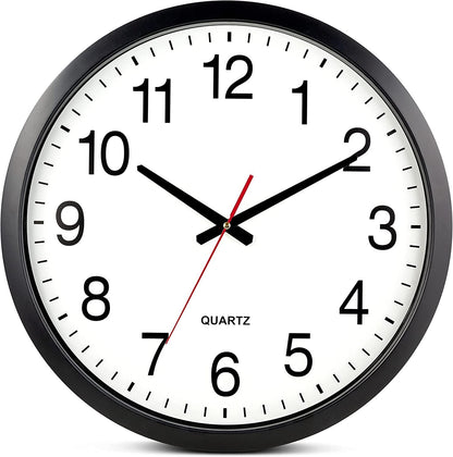 Wall Clock 12 Inch Silent Non-Ticking Wall Clocks Battery Operated Ultra-Quiet Movement Quartz Round Clock Simple Modern Style (White)