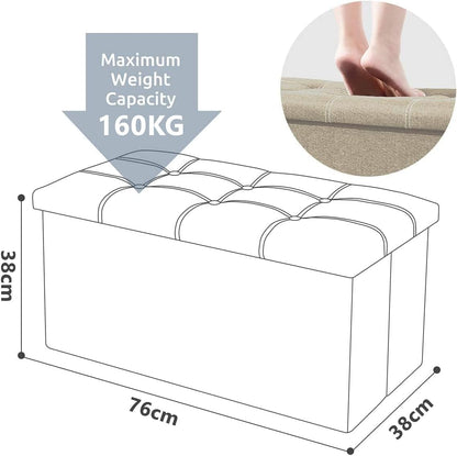 Packingoutlet Thickened Linen Storage Ottoman Bench, 76x38x38cm