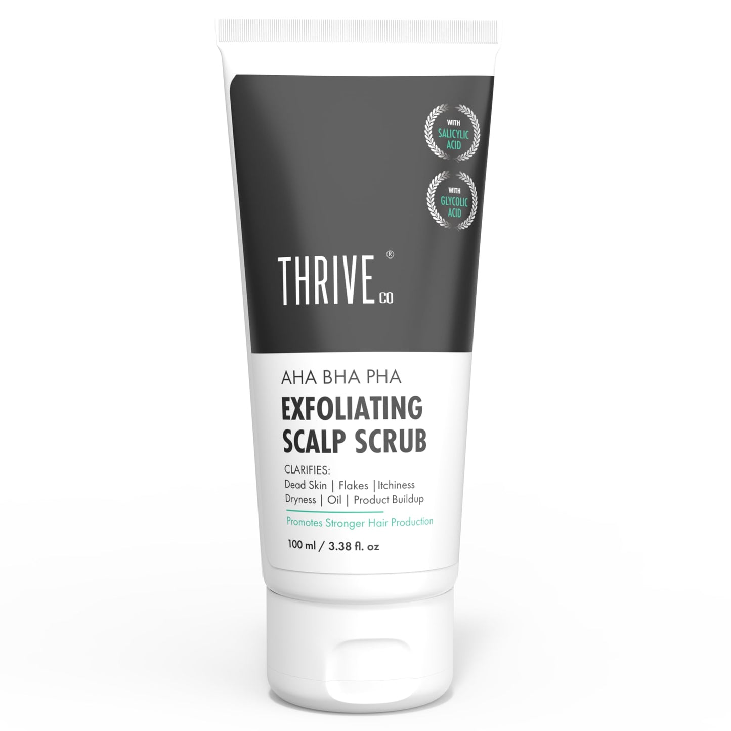 ThriveCo Aha Bha Pha Exfoliating Scalp Scrub, For Scalp Related Problems Like Dryness, Dandruff & Itchiness Provides Clean Scalp & Promotes Hair Growth 100Ml White