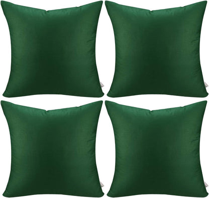 4-Pack 100% Cotton Comfortable Solid Decorative Throw Pillow Case Square Cushion Cover Pillowcase Sublimation Blank Pillow Covers(Cover Only,No Insert)(20x20inch/50x50cm, Christmas Green)