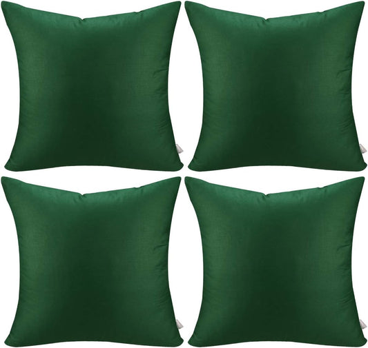 4-Pack 100% Cotton Comfortable Solid Decorative Throw Pillow Case Square Cushion Cover Pillowcase Sublimation Blank Pillow Covers(Cover Only,No Insert)(20x20inch/50x50cm, Christmas Green)