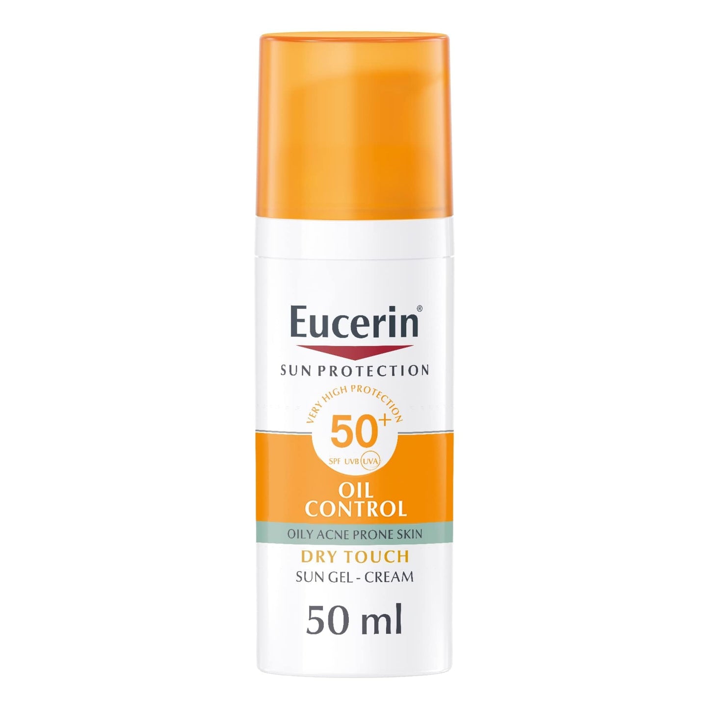 Eucerin Face Sunscreen Oil Control Gel-Cream Dry Touch, High UVA/UVB Protection, SPF 50+, Light Texture Sun Protection, Suitable Under Make-Up, for Oily acne prone skin, 50ml