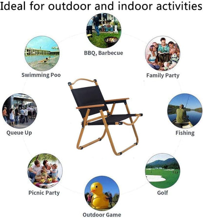 Jorunb Camping Chair Folding Outdoor Beach Chair Portable Ultralight Furniture Backpacking Chair with Wooden Handle Aluminum Bracket Stable Collapsible Chair for BBQ Hiking,Fishing,Picnic,Travel