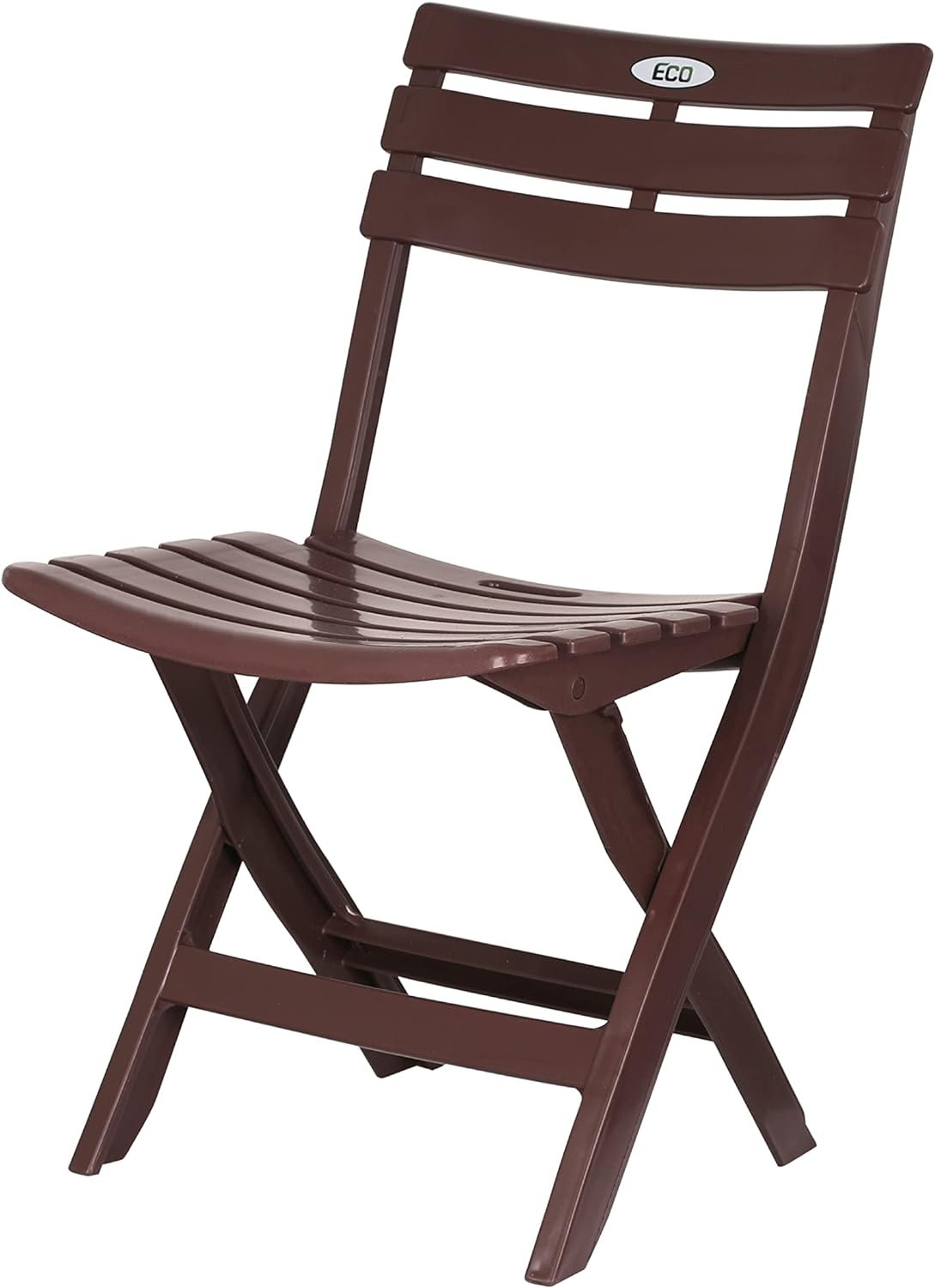 Esqube Folding Chair - Sturdy Plastic chair with Elegant design and Smooth finish - Brown