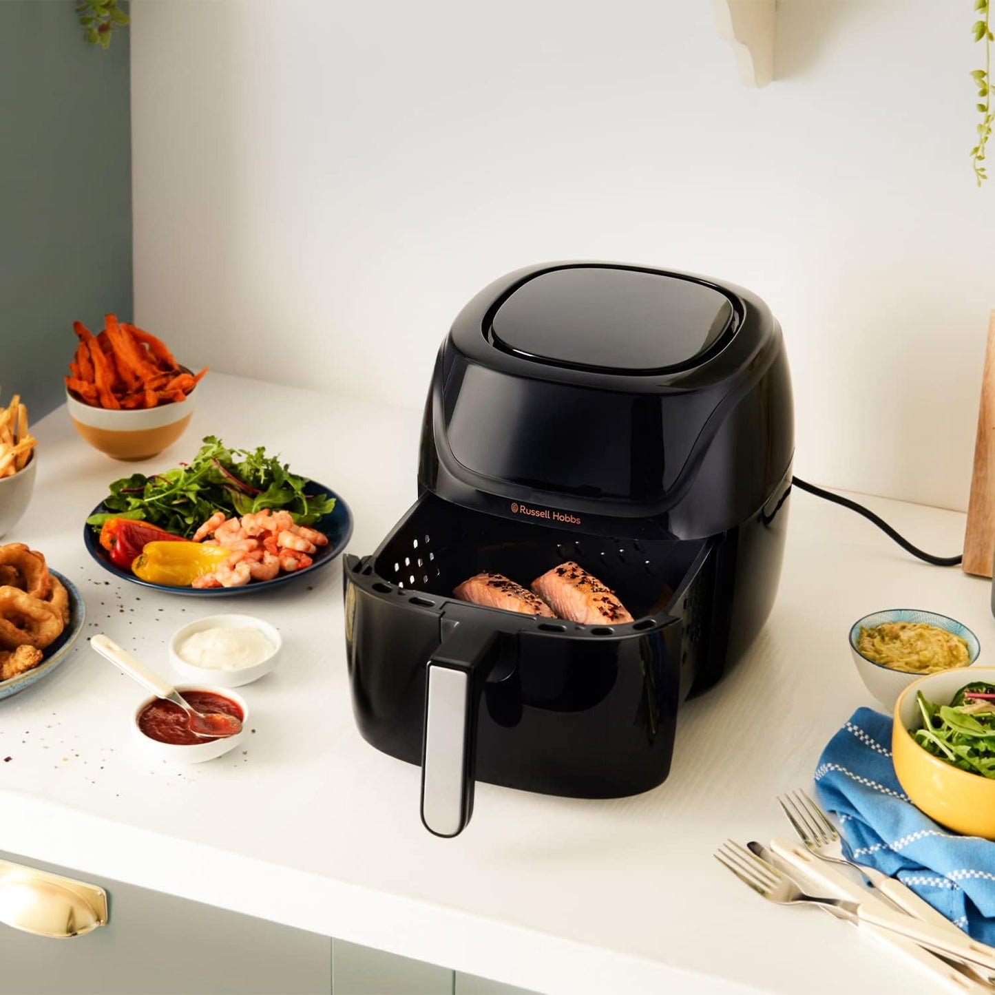 Russell Hobbs Digital Air Fryer XL - 8L Capacity, 1800W, 10 Pre-set Cooking Functions, Dishwasher Safe - (27170 ) Black - 1-Year Warranty