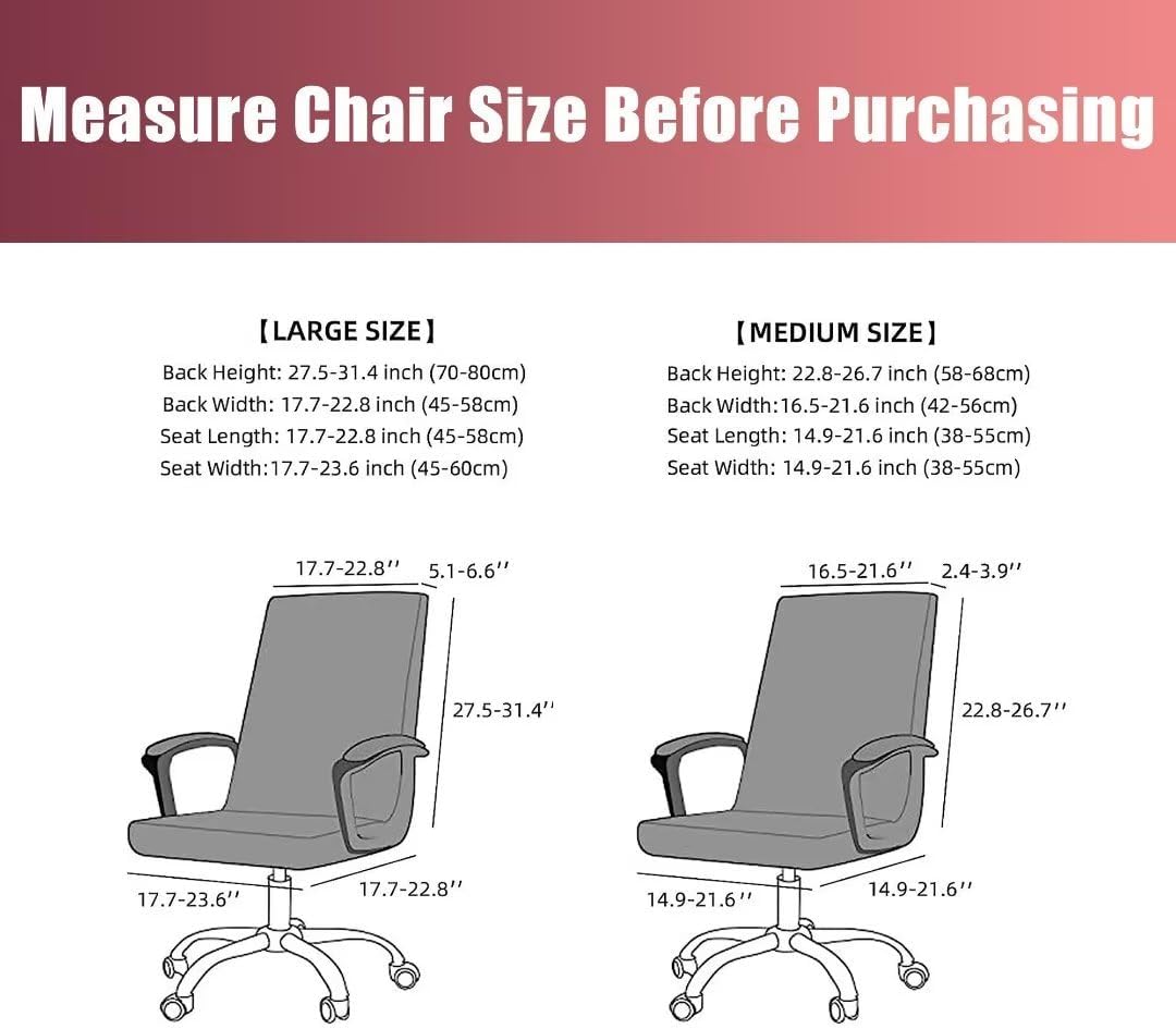 SARAFLORA Polyester Solid Stretch Washable Computer Chair Slipcovers for Universal Rotating for Boss, Office Chair (Large, Black)