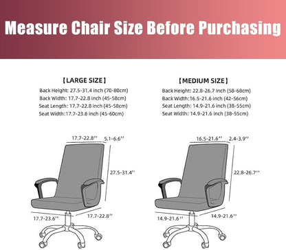 SARAFLORA Polyester Solid Stretch Washable Computer Chair Slipcovers for Universal Rotating for Boss, Office Chair (Large, Black)