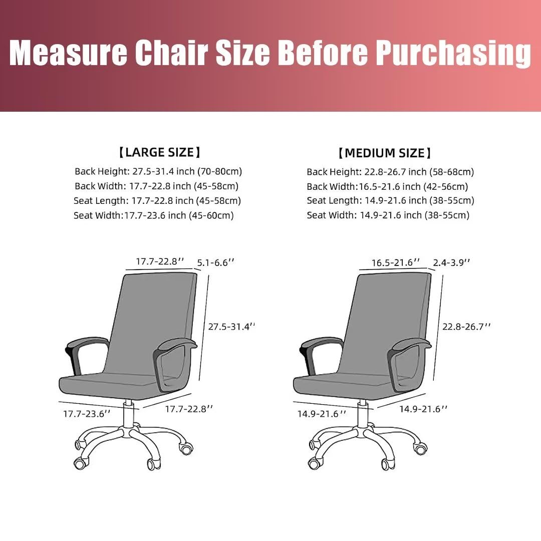 SARAFLORA Polyester Solid Stretch Washable Computer Chair Slipcovers for Universal Rotating for Boss, Office Chair (Large, Black)