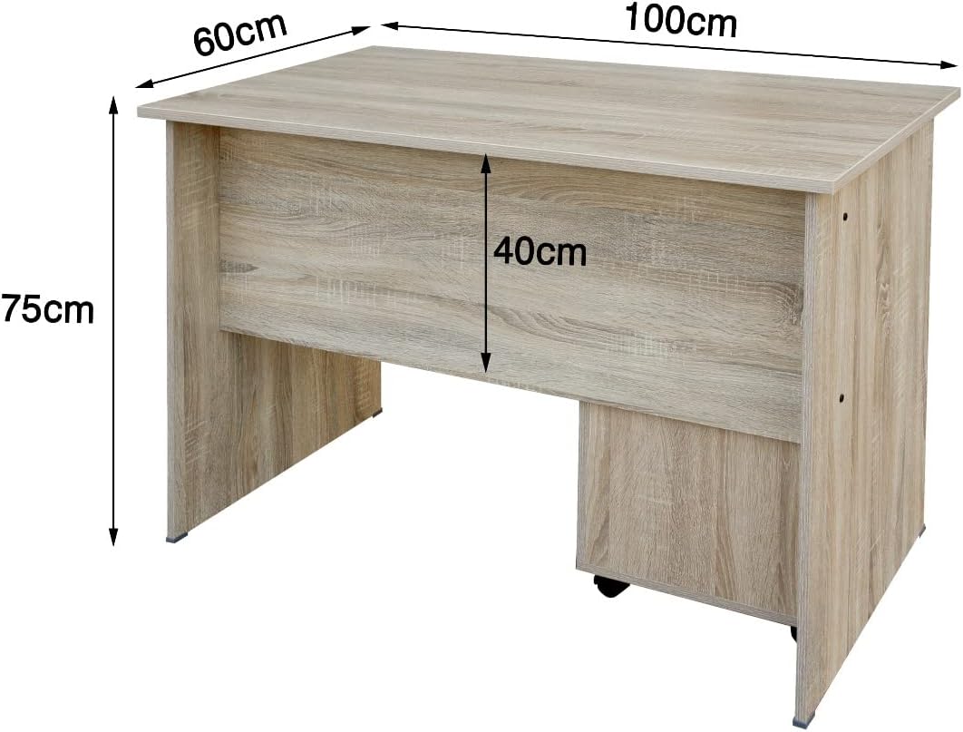 Mahmayi Writing Desk, MP1 160x80 Modern Wood Writing Table with Mobile Drawers - Versatile Corner Desk, Stylish and Functional Home Office Furniture - Oak (160cm With Drawer)