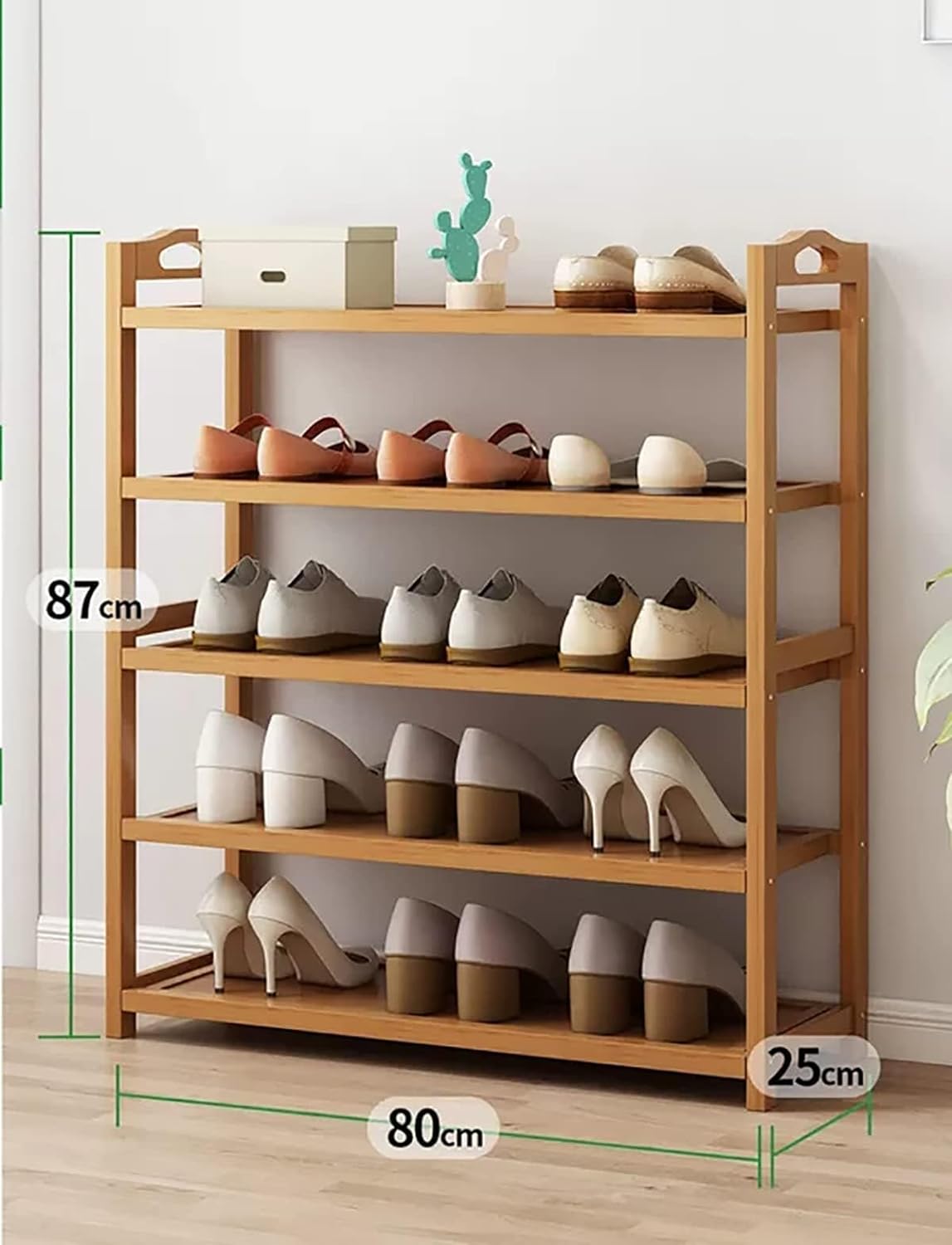 Wooden Shoe Rack, Bamboo Shoes Cabinet, Free Standing Entryway Shoe Tower Shelf, Shoes Organizer, Multi-Function Organizer, Boots Storage Shelf Modern House Furniture Home Office Stands (5-Tier)