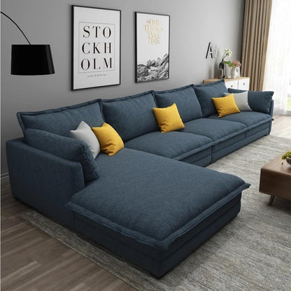 Modern L Shaped Sectional Sofa Set with Innovative Technology Cloth for Lounge Living Room Furniture (Left, Dark Grey)