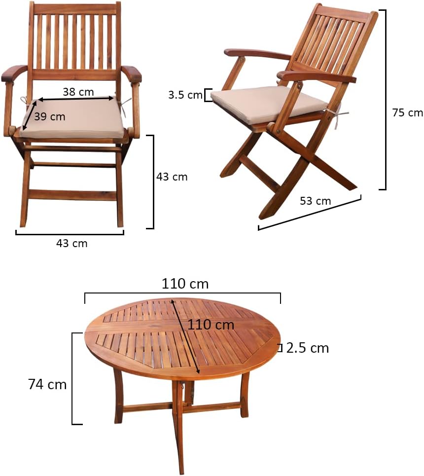 YAHOME 7Pcs Acacia Wooden Patio Bistro Set - Outdoor Wood Chair And Table Set Dining Table Set For Garden Furniture Balcony and Outdoor Area Office Decor Set