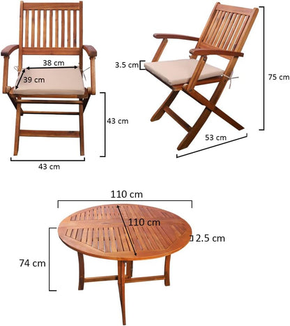 YAHOME 7Pcs Acacia Wooden Patio Bistro Set - Outdoor Wood Chair And Table Set Dining Table Set For Garden Furniture Balcony and Outdoor Area Office Decor Set