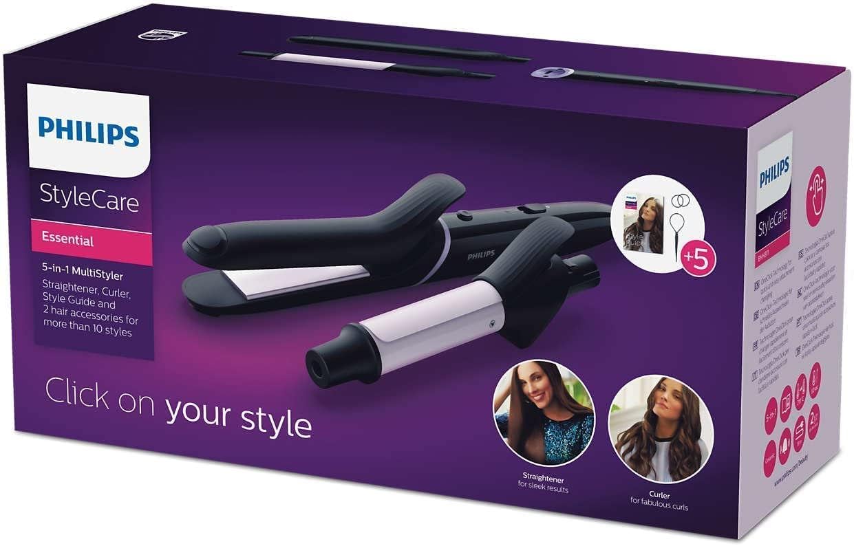 Philips StyleCare Essential | Heated Straightening Brush | Tourmaline Ceramic Coating | 2 Temperature Settings | Hair Straightener | ThermoProtect Technology | 2 Years Warranty | BHH880/03