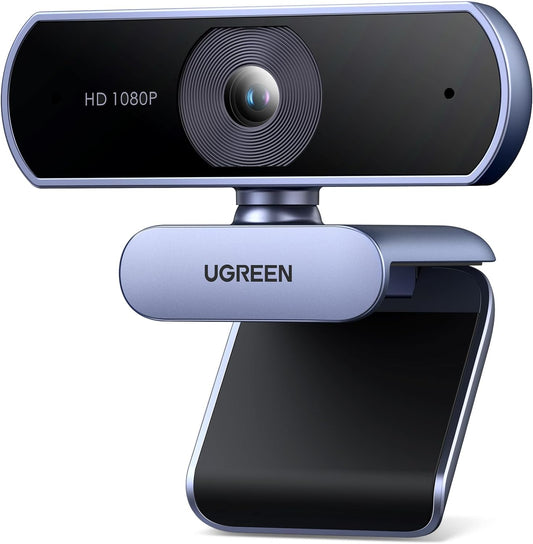 UGREEN 1080P Webcam with Microphone USB HD Camera, 1080P/30fps 720P/60fps Stream Camera, with Auto Light Correction, Dual Noise Reduction Mics, for Skype/Facebook/Youtube, Laptop/Desktop, Plug&Play