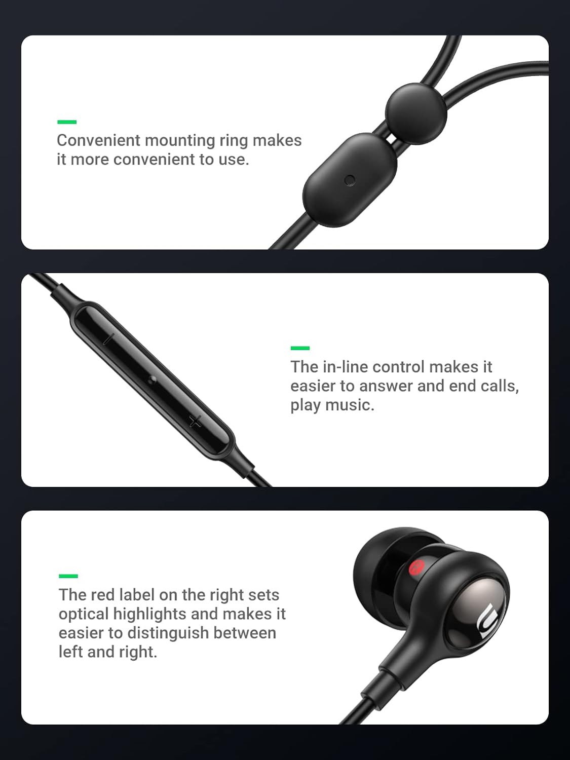 UGREEN In-ear Headphone 3.5mm Wired Earphone with Microphone Headset Stereo Sound Noise Isolating Earphones Compatible with MacBook Pro 2021,iPhone,iPod,iPad,Mac Studio,PS4/ PS5,MP3/4,Android Phone