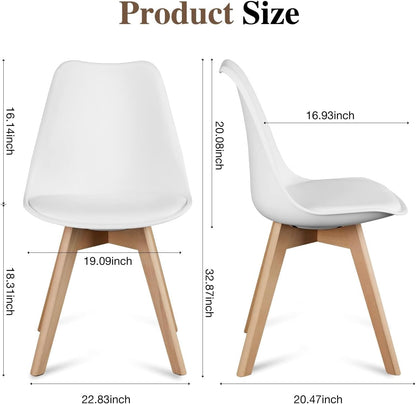 Mahmayi Dining Chairs Set of 1, Modern Mid Century Classic Style Molded Plastic Side Dining Chair with Natural Wood Leg, Heavy Duty for Dining Room (Set of 1)