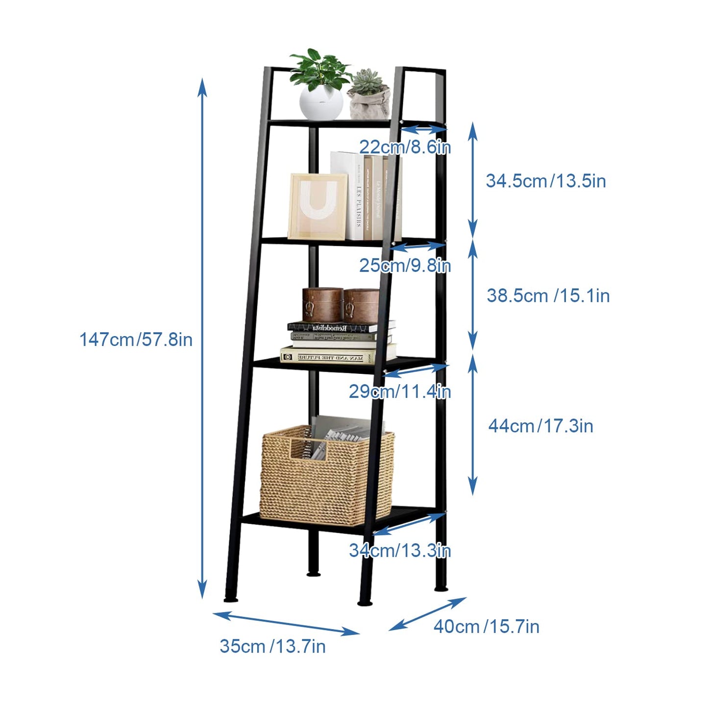 Uptyia Bookcases,Uptyia 4-Tier Shelving Unit Bookcase with Open Shelves,Standing Bookshelves Metal Frame Display Rack for Living Room,Bedroom