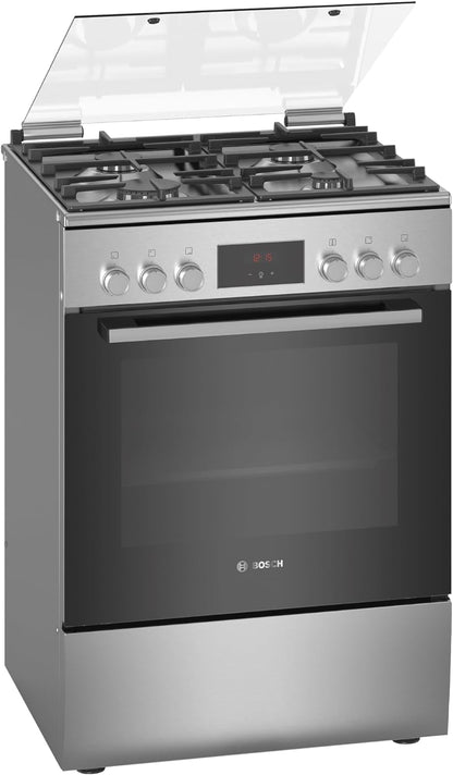 Bosch Free Standing Cooker, Gas Cooker 53.7 kg, Stainless Steel Gas Range Cooker, German Engineering Cooking Range HXQ38AE50M