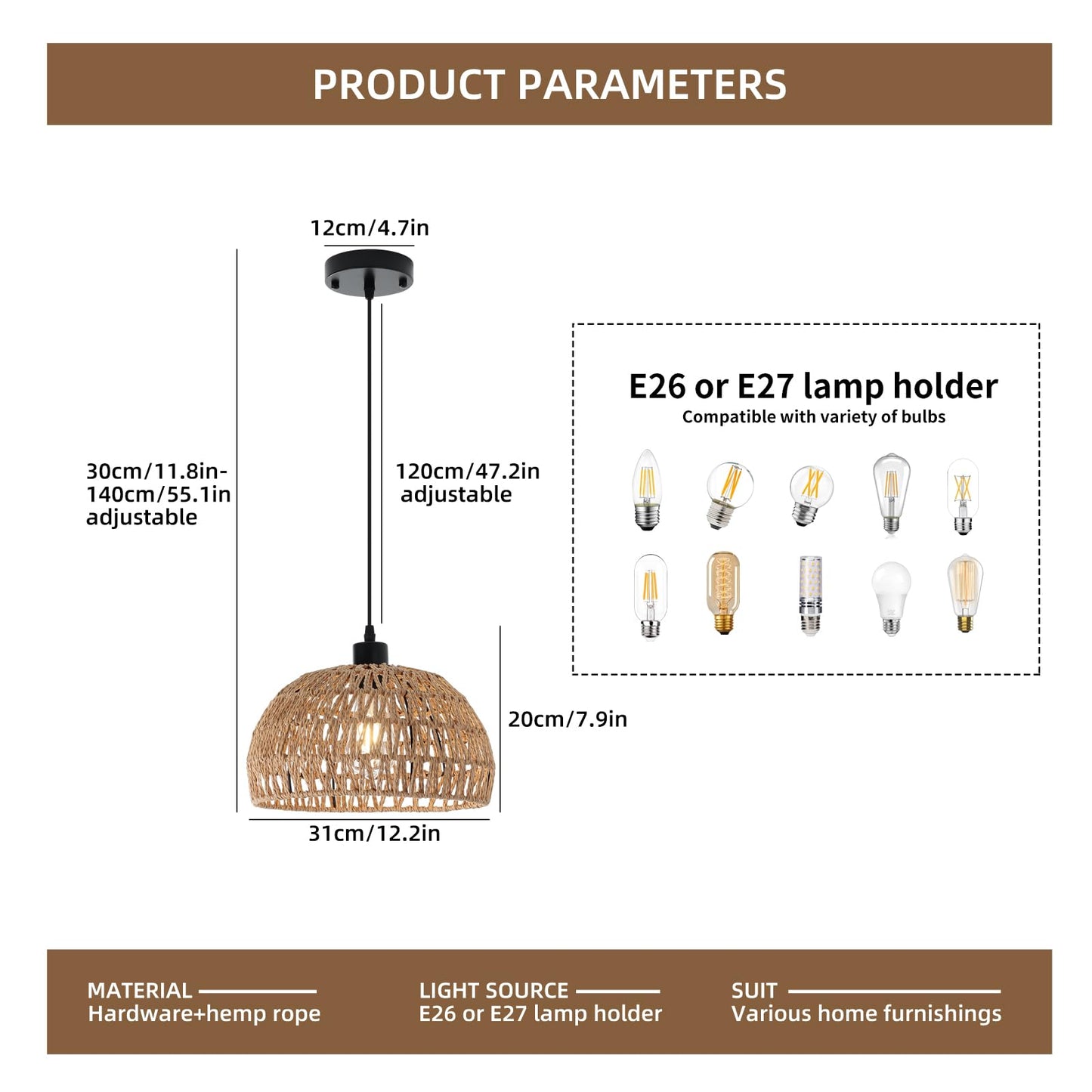 Garwarm Retro Pendant Light Metal Cage with Wooden Finish,1-Light Rustic Lantern Chandelier,Adjustable Height Hanging Light Fixture for Bar Cafe Restaurant Hotel Kitchen Island Dining Room