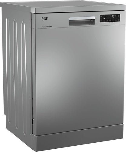 Beko Freestanding Dishwasher,15 Place Setting, with 8 Programmes,DFN28420S Silver, 1 Year Manufacturer Warranty