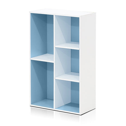 Furinno 5-Tier Reversible Color Open Shelf Bookcase, White/Pink 11055WH/PI