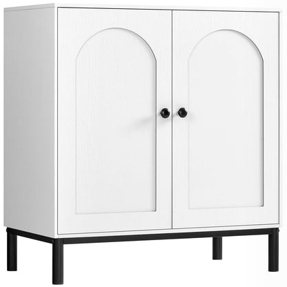 WEENFON Bathroom Storage Cabinet, Sideboard Buffet Cabinet with Shelf & Doors, Modern Accent Cabinet with Solid Wood Feet, Multifunctional Cupboard for Living Room, Dining Room, Entryway, White