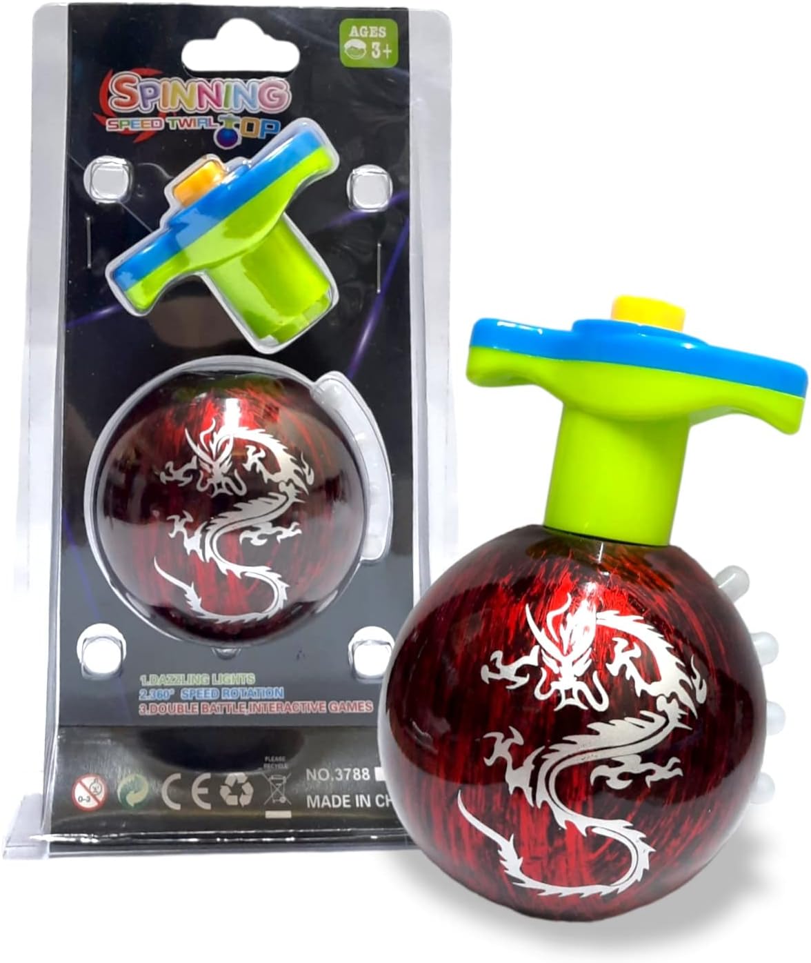 PARTY TIM E- 1 Piece Spinning Top with Lights & Music LED Light Up Spinner Toys Kids Gifts