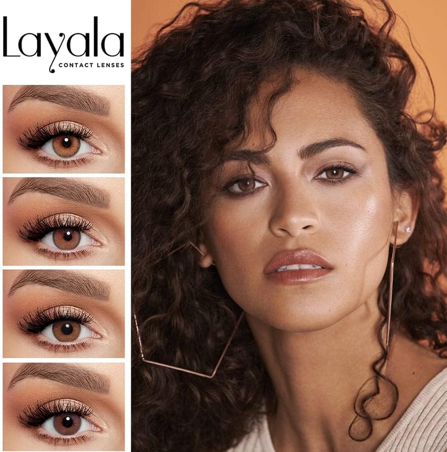 Layala by eyewa - Pack of 2 Colored Contact Lenses - Color Sunkiss Brown - 3 Months Replacement Eye Lenses - Unisex contact Lenses - Available in Plano & All Powers