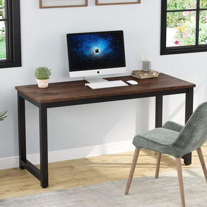 Tribesigns Computer Desk, Large Office Desk Computer Table Study Writing Desk for Home Office, Walnut + Black Leg, 63 X 23.6 inch