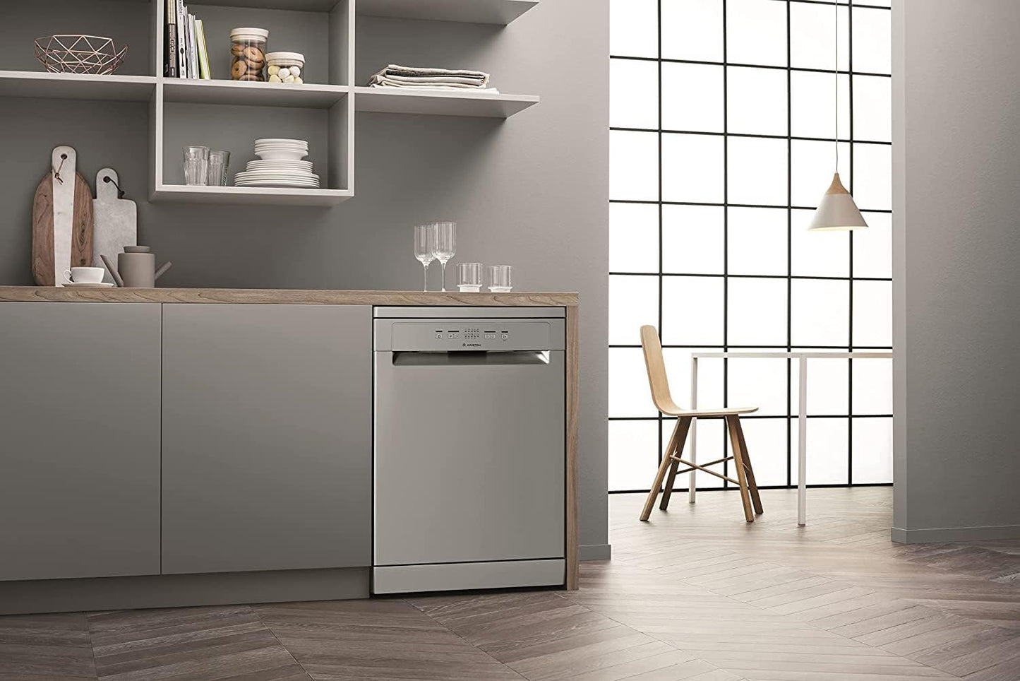 Ariston Dishwasher Freestanding, 13 Place Setting, Inverter Motor, 5 Washing Programs Includes Half Load Express 30' Eco & Static Dry, Silent Dishwasher, Made In Poland, Inox, LFC2B19XUK