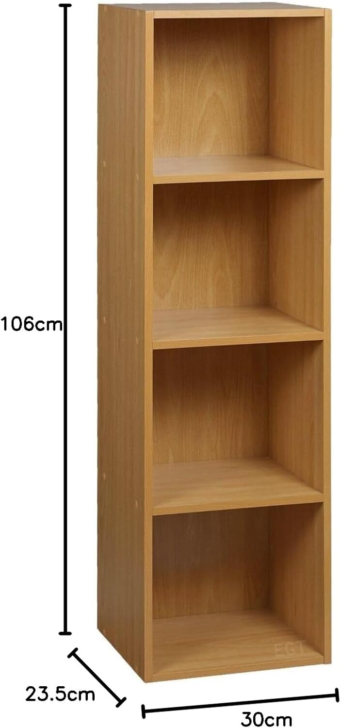 URBNLIVING Tier Wooden Bookcase Shelving Display Storage Shelf Unit Wood Shelves (White, 4 Shelf)